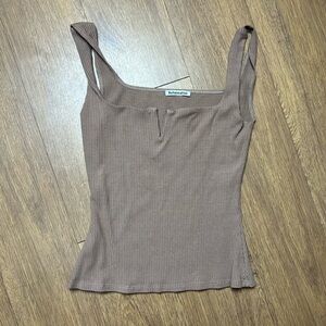 Reformation Brown Ribbed Tank Top